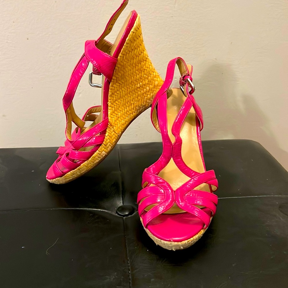 Nine West Hot Pink Patent Wedges